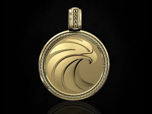 ciondolo rotondo con aquila Modello di stampa 3D