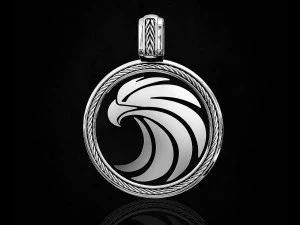 ciondolo rotondo con aquila Modello di stampa 3D