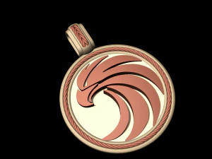 ciondolo rotondo con aquila Modello di stampa 3D