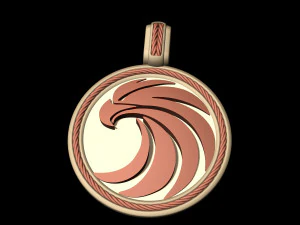 ciondolo rotondo con aquila Modello di stampa 3D