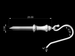 mini sword earrings 3D Print Model