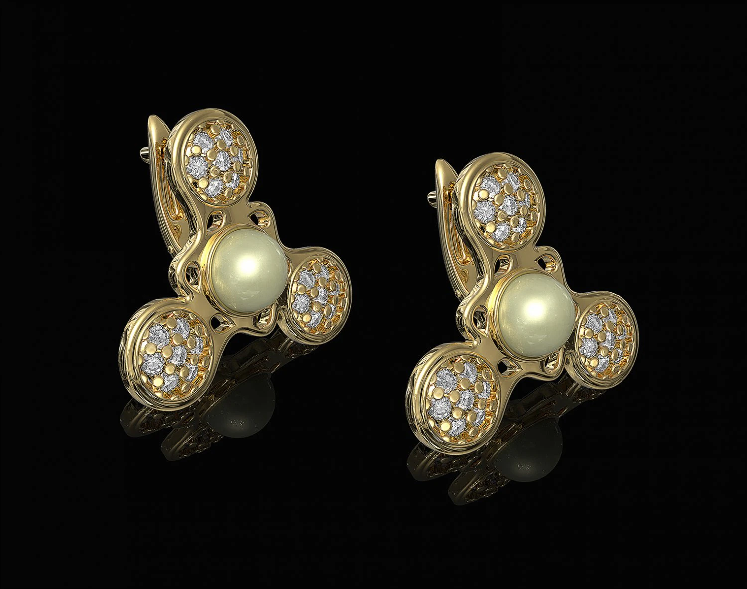 pearl spinner earrings 3D Print Model .c4d .max .obj .3ds .fbx .stl .blend