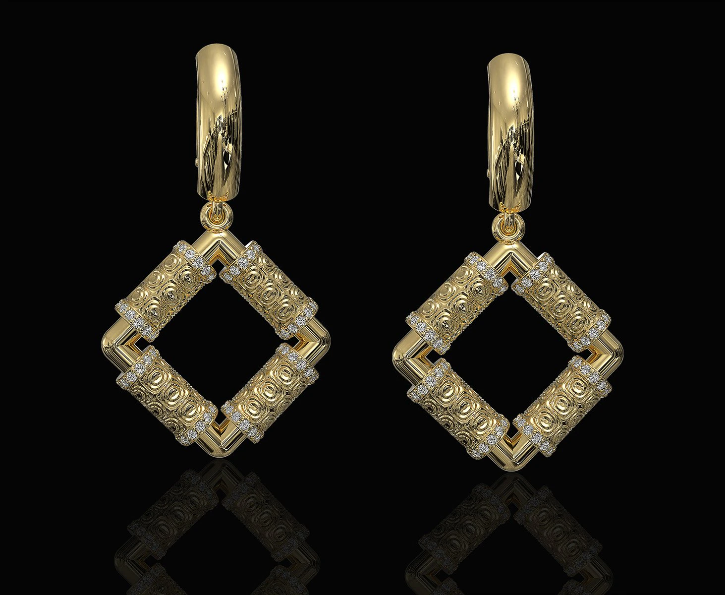 textured poles earrings 3D Print Model .c4d .max .obj .3ds .fbx .stl .blend