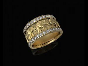 elephants in line ring 3D-printmodel
