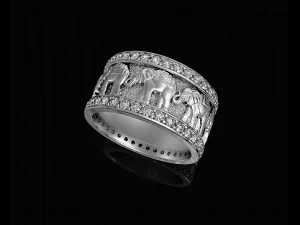 elephants in line ring 3D Print Model
