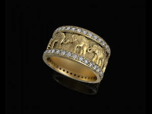 elephants in line ring 3D Print Model