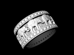 elephants in line ring 3D Print Model