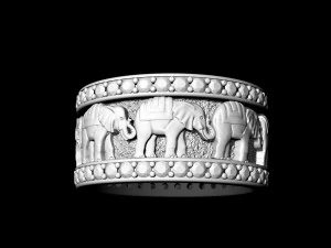 elephants in line ring 3D Print Model