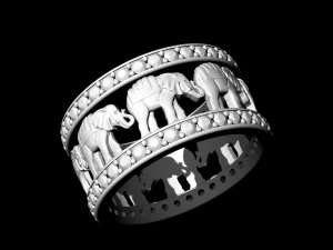 elephants in line ring 3D Print Model