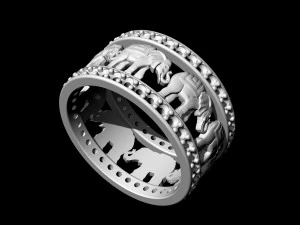 elephants in line ring 3D Print Model