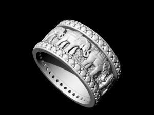 elephants in line ring 3D Print Model