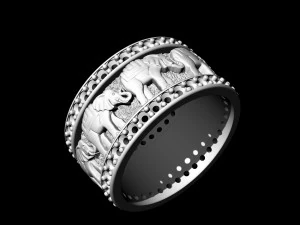elephants in line ring 3D Print Model