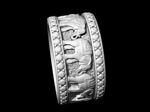 elephants in line ring 3D Print Model
