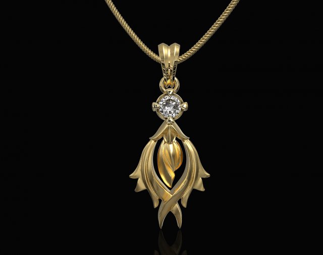 flame pendant with gem 3D Print Model .c4d .max .obj .3ds .fbx .stl .blend 
