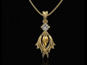flame pendant with gem 3D 프린트 모델