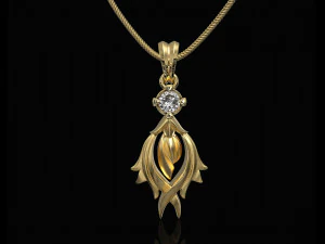 полум'яна підвіска з самоцвітом 3D Принт Модель