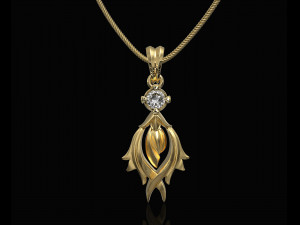 flame pendant with gem 3D Print Model