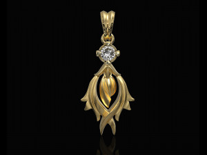 flame pendant with gem 3D Print Model