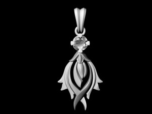 flame pendant with gem 3D Print Model