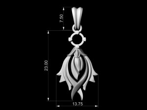 flame pendant with gem 3D Print Model