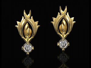flame earrings with gem 3D Print Model