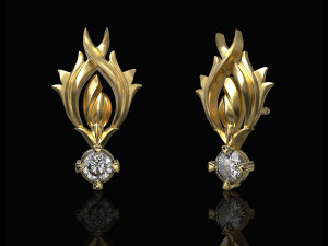 flame earrings with gem Modello di stampa 3D