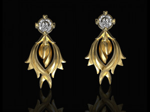 flame earrings with gem Modello di stampa 3D