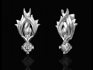 flame earrings with gem Modello di stampa 3D