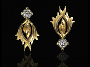 flame earrings with gem Modello di stampa 3D
