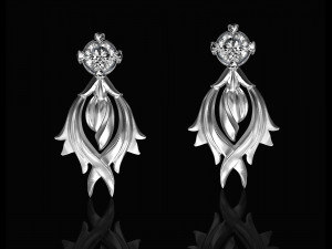 flame earrings with gem Modello di stampa 3D