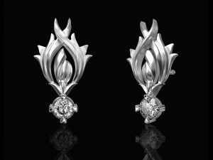 flame earrings with gem Modello di stampa 3D