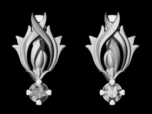 flame earrings with gem Modello di stampa 3D