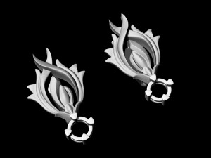 flame earrings with gem Modello di stampa 3D