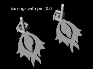 flame earrings with gem Modello di stampa 3D