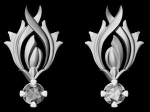 flame earrings with gem Modello di stampa 3D