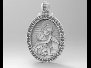 mary with jesus pendant 3D Print Model