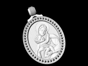 mary with jesus pendant 3D Print Model