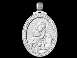 mary with jesus pendant 3D Print Model