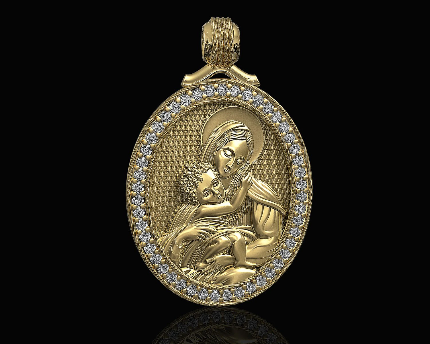 mary with jesus pendant 3D Print Model .c4d .max .obj .3ds .fbx .stl .blend