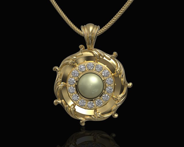 oriental pendant with leaves 3D 打印模型 .c4d .max .obj .3ds .fbx .stl .blend