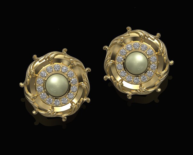 oriental earrings with leaves 3D-printmodel .c4d .max .obj .3ds .fbx .stl .blend 