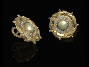 oriental earrings with leaves 3D-printmodel