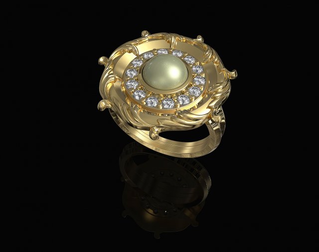 oriental ring with leaves 3D Принт Модель .c4d .max .obj .3ds .fbx .stl .blend 