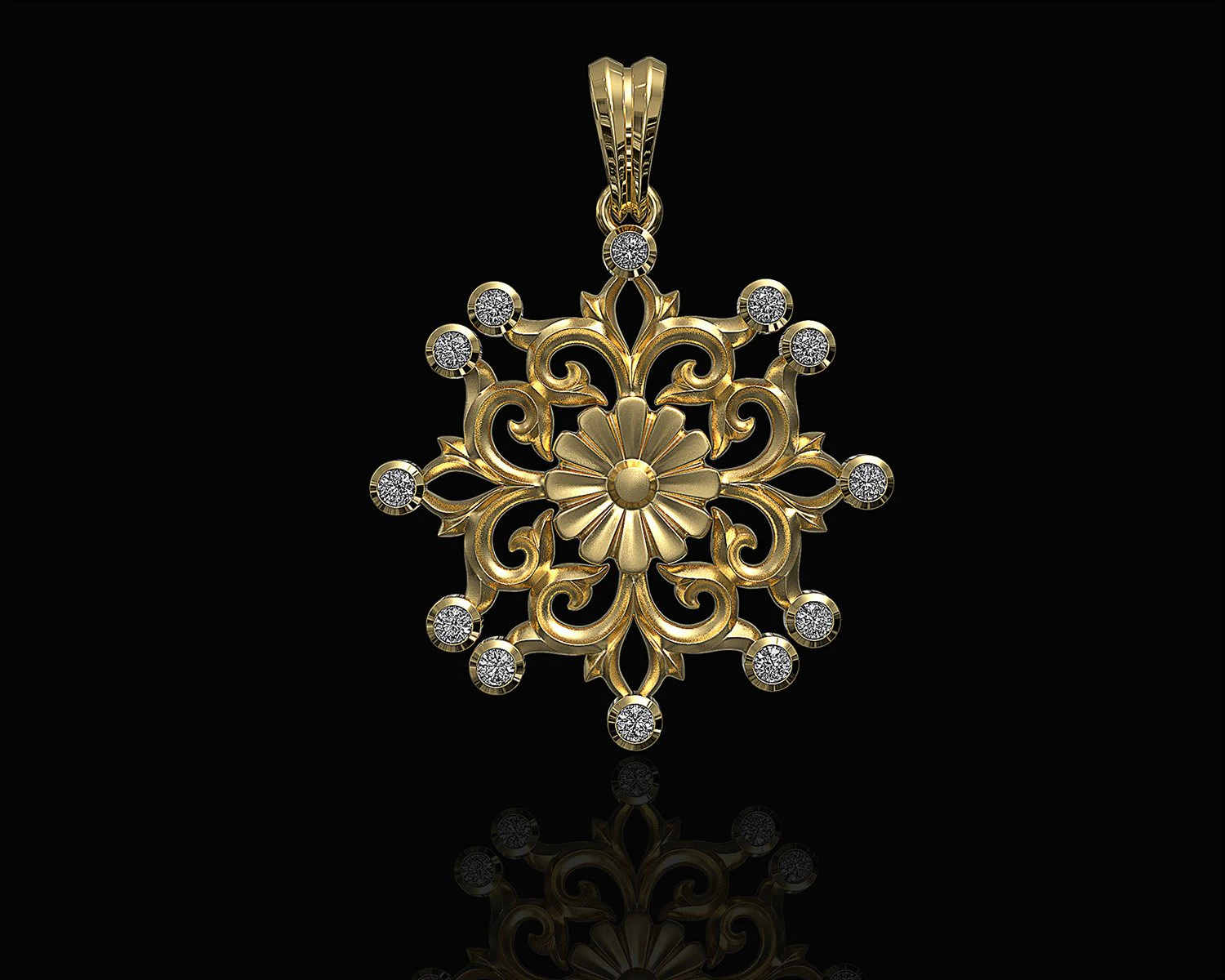 gothic floral pendant 3D Print Model .c4d .max .obj .3ds .fbx .stl .blend