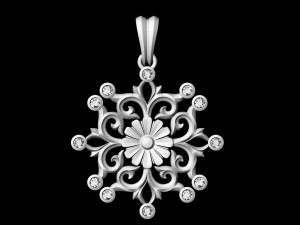 gothic floral pendant 3D Print Model