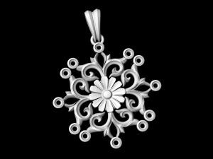 gothic floral pendant 3D Print Model