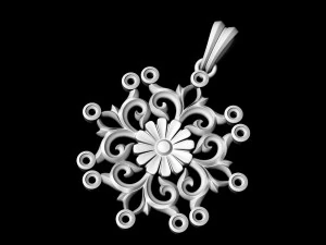 gothic floral pendant 3D Print Model