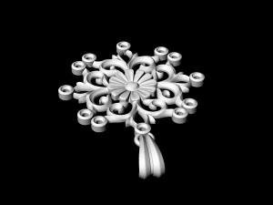 gothic floral pendant 3D Print Model