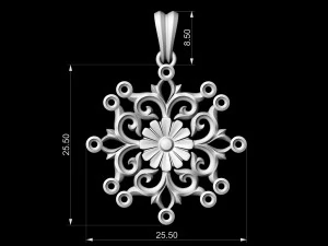 gothic floral pendant 3D Print Model