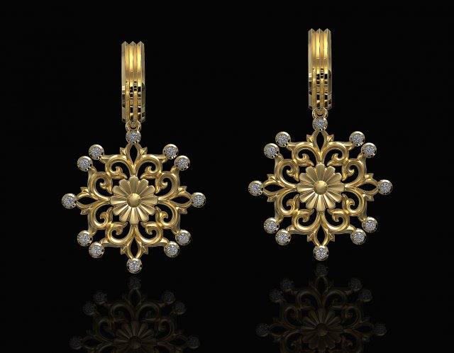 gothic floral earrings Modelo de impresión 3D .c4d .max .obj .3ds .fbx .stl .blend 